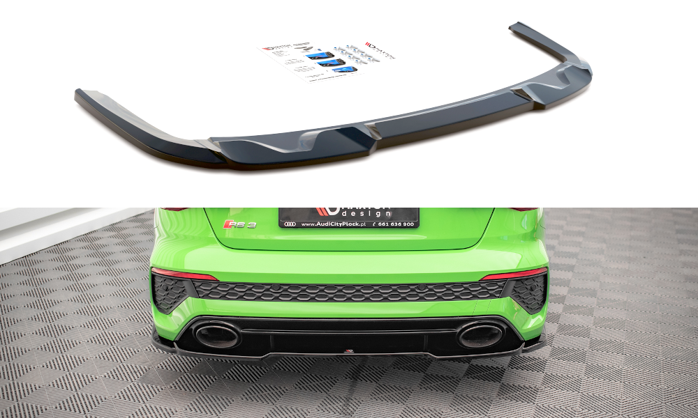 Diffuser passend voor Audi RS3 8Y Limousine Maxton Glans Zwart