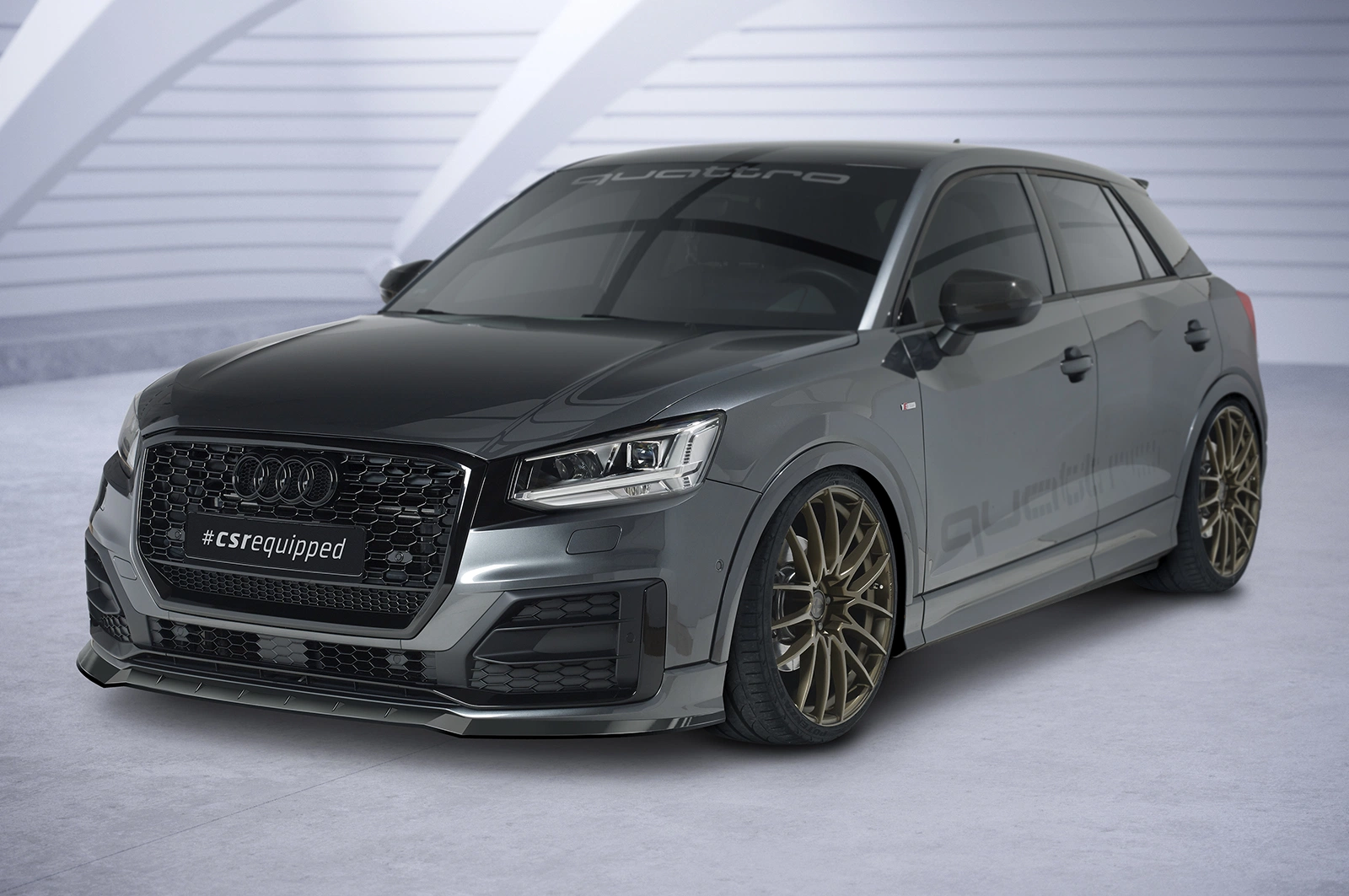 Voorspoiler passend voor Audi Q2 (Typ GA) S-Line glans zwart