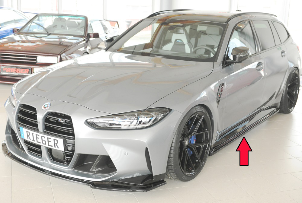 Zijskirts passend voor BMW 3-series G80 M3 (G234M): 03.2021 glans zwart
