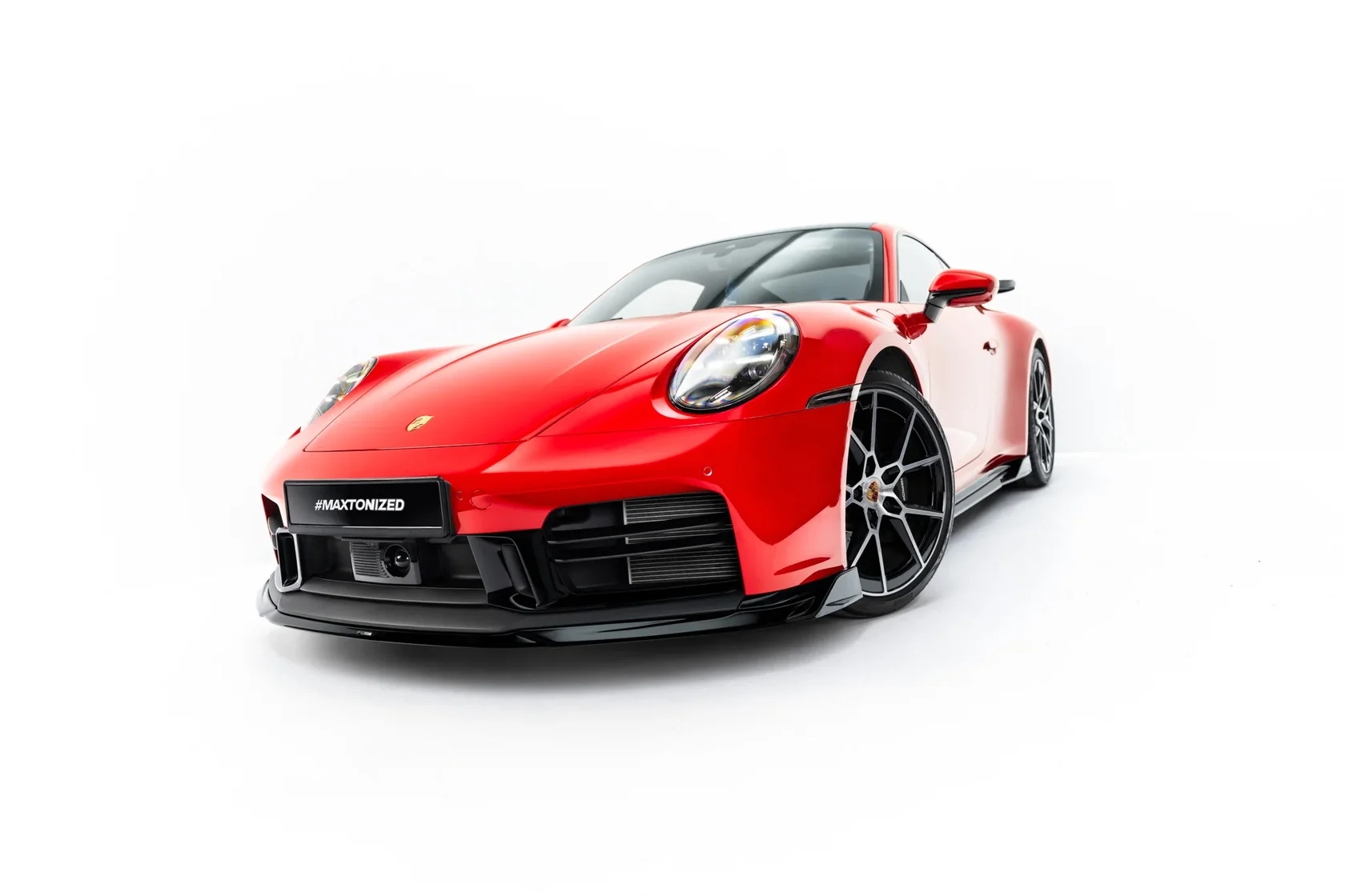 Voorspoiler passend voor Porsche 911 Carrera Aero 992 Facelift Glans Zwart – Maxton Design
