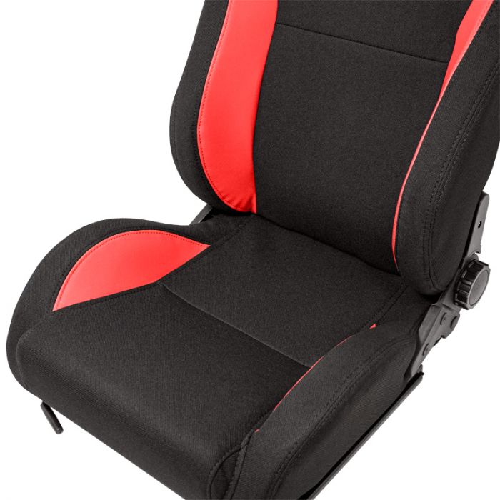 Sportstoel 'MR' - Zwart Kunstleder + Rood Pine textiel - Dubbelzijdig verstelbare rugleuning - incl. sledes