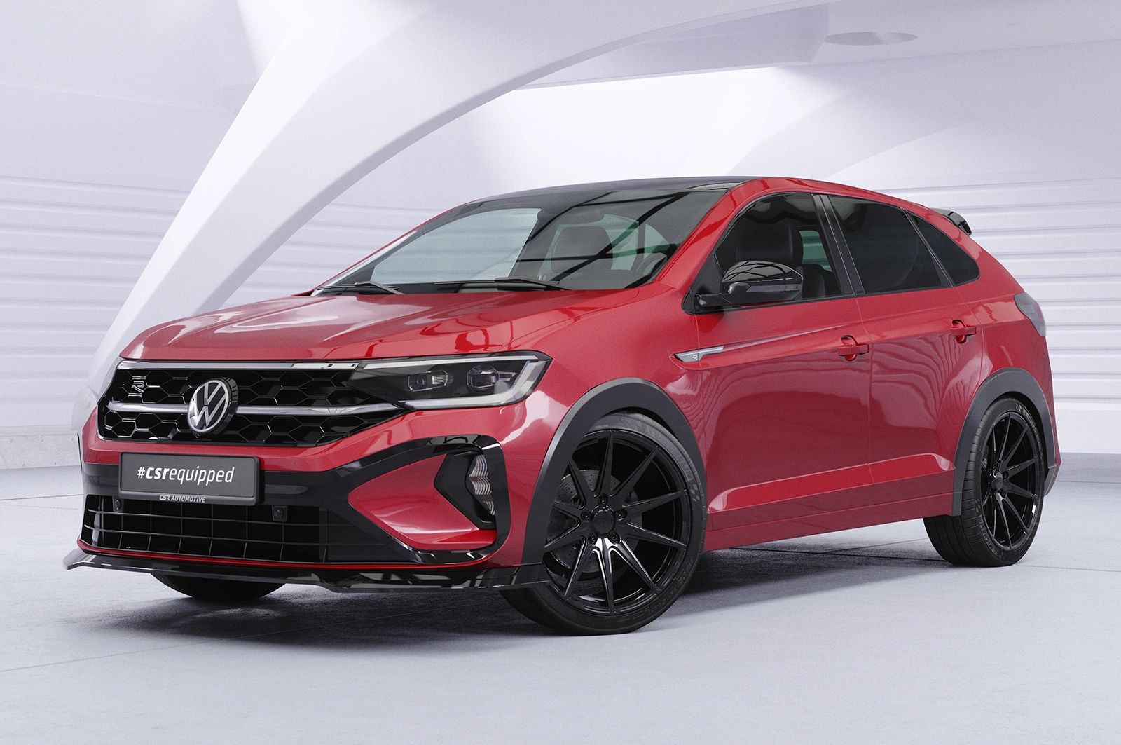 Voorspoiler passend voor VW Taigo (Typ CS) glans zwart