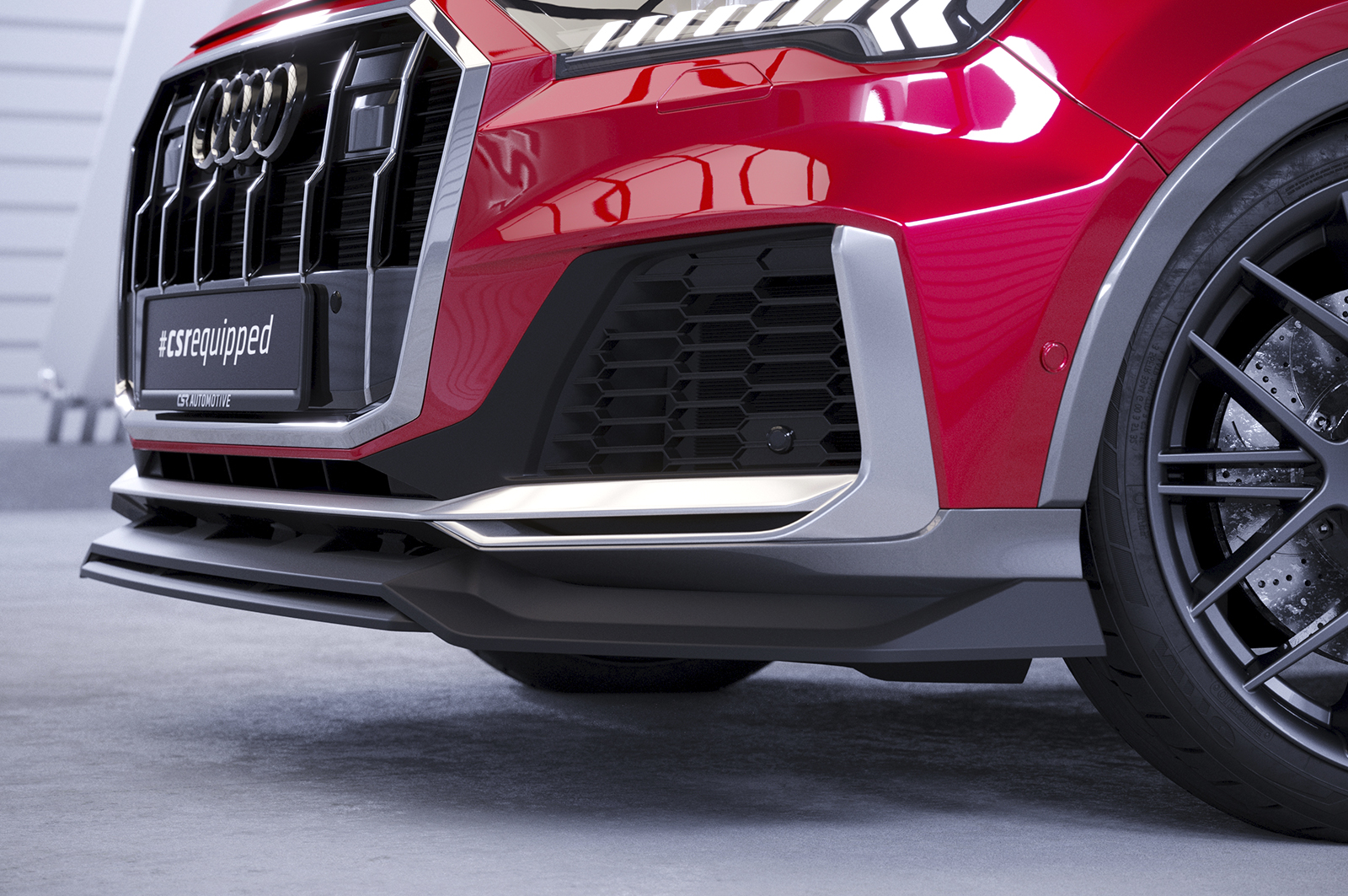 Voorspoiler passend voor Audi Q7 S-Line SQ7 CSR Glans Zwart