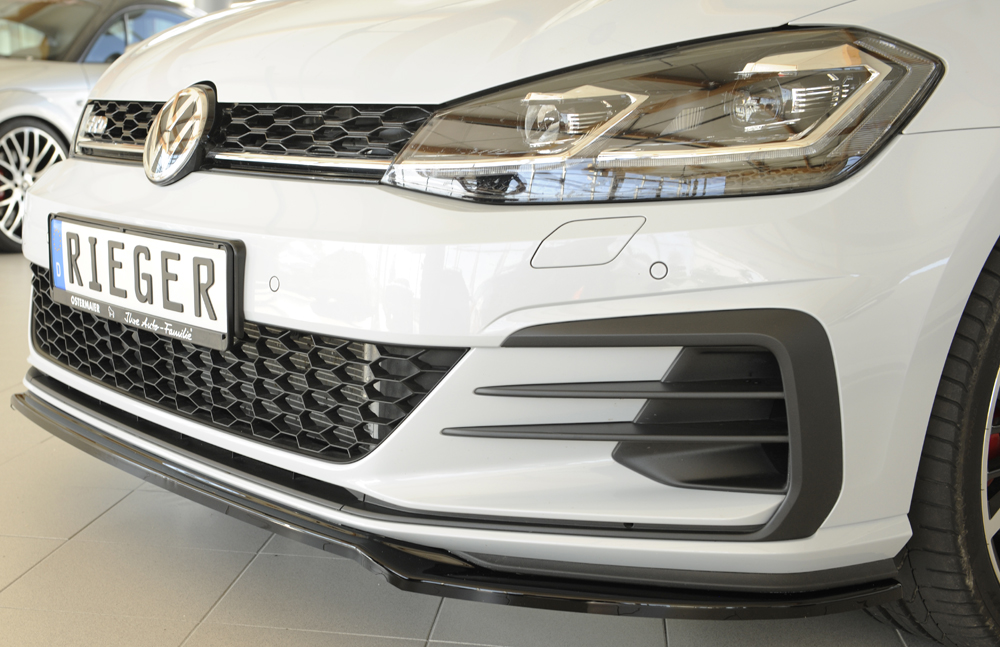 Voorspoiler passend voor Volkswagen Golf 7 FL GTI GTD GTE Rieger Glans Zwart