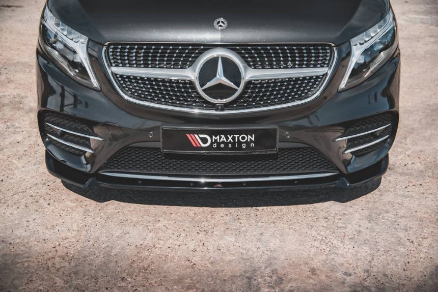 Voorspoiler passend voor Mercedes V-Klasse W447 AMG-Line Maxton Design glans zwart v.3
