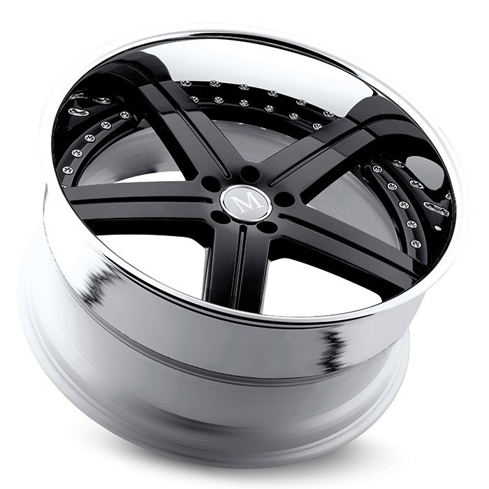 Velgen Mandrus Stuttgart 22x10 5x112 ET41 Glanzend Zwart + Chrom