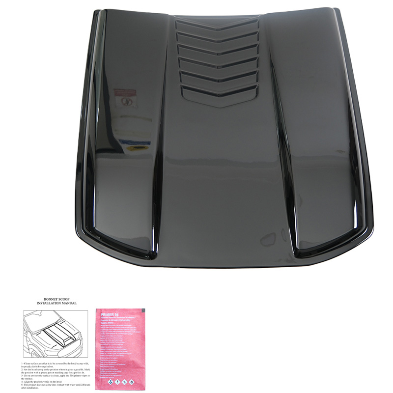 Motorkapluchtinlaat (Scoop)  Volkswagen Amarok MK1 2010-2022 & Nissan Navara D40 2005-2010 - Glanzend zwart