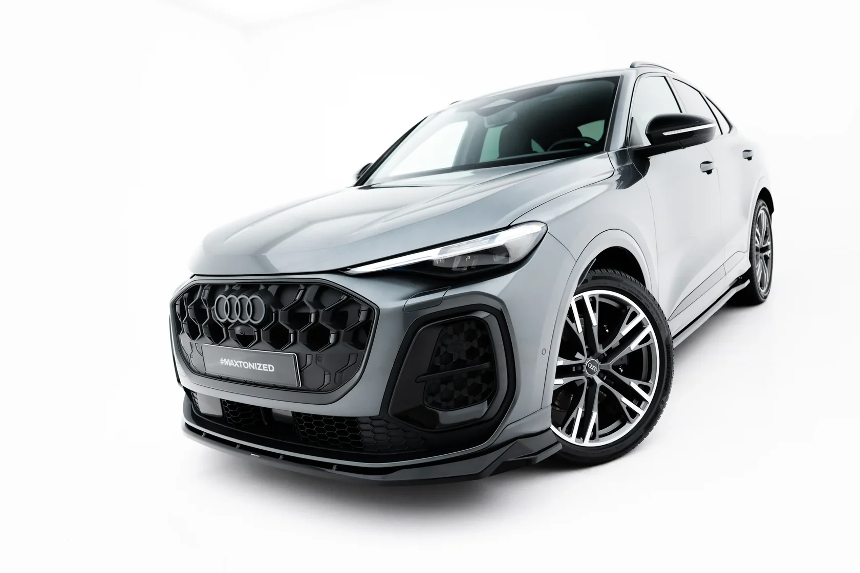 Voorspoiler passend voor Audi SQ5 / Q5 S-Line Sportback / SUV Mk3 Maxton Glans Zwart