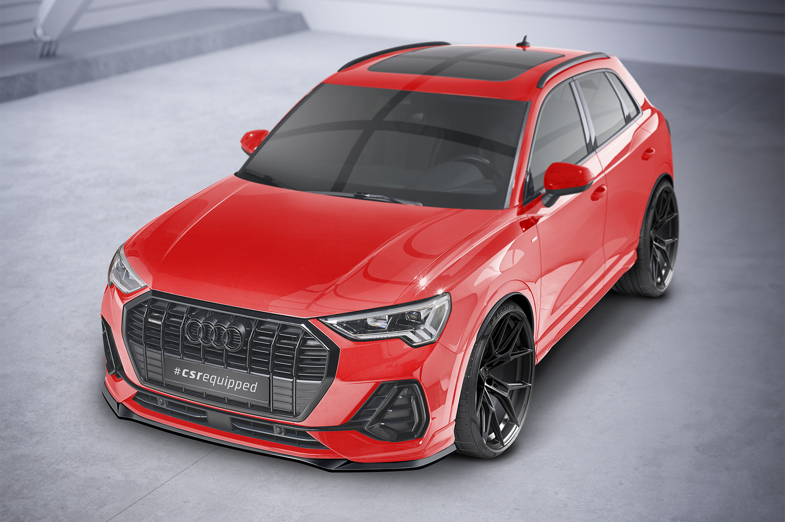 Voorspoiler passend voor Audi Q3 S-Line F3 CSR Glans Zwart