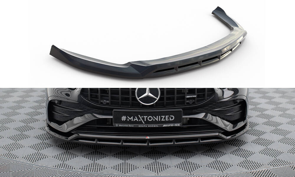 Voorspoiler passend voor Mercedes A Klasse AMG Pakket / A35 AMG Maxton Glans Zwart