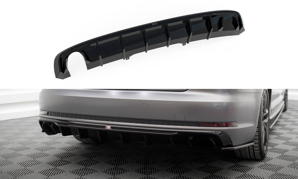 Achter Diffuser passend voor Audi A4 S-line B9 Maxton Glanzend zwart