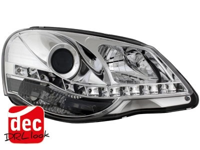 Koplampen passend voor VW Polo 9N3 05-09 DRL look Devil Eyes Chroom