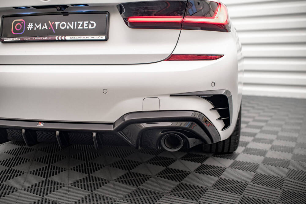 Diffuser passend voor BMW 3 Serie M Pakket G20 G21 met Trekhaak Maxton Glans Zwart