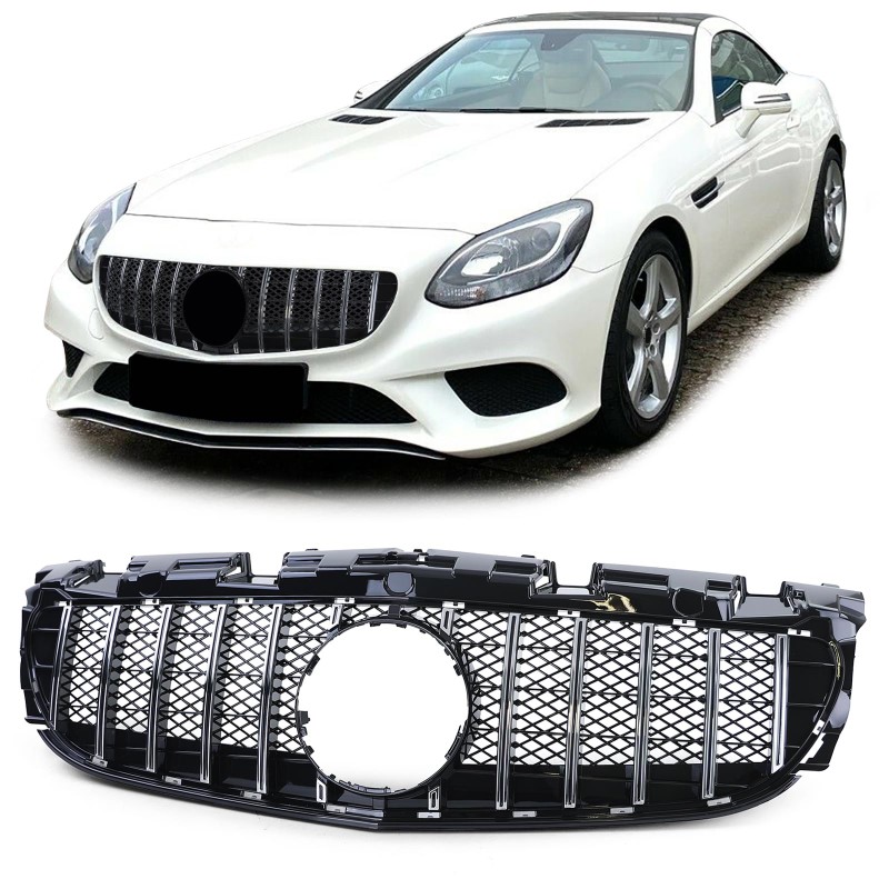 Grill passend voor Mercedes SLC R172 Facelift 2016- .. GT Look Zwart/Chroom