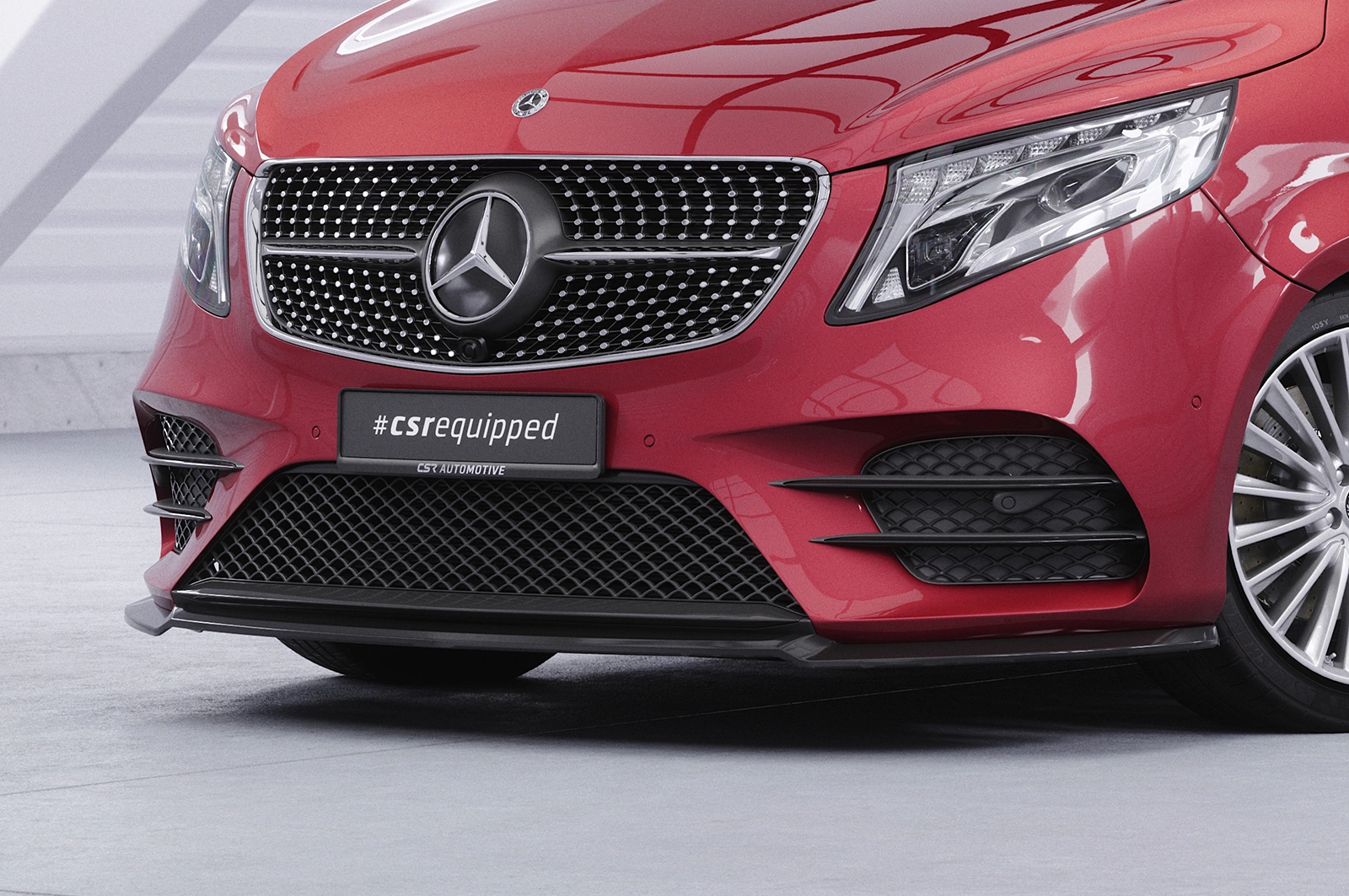 Voorspoiler passend voor Mercedes-Benz V-Klasse 447 AMG-Line glans zwart