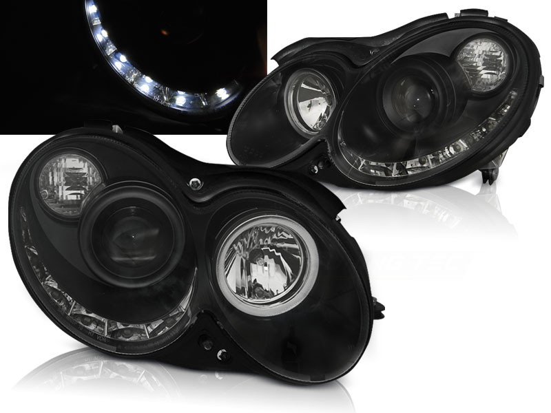 Koplampen DRL look Mercedes-Benz CLK Typ W209 Bj. 04-09 zwart