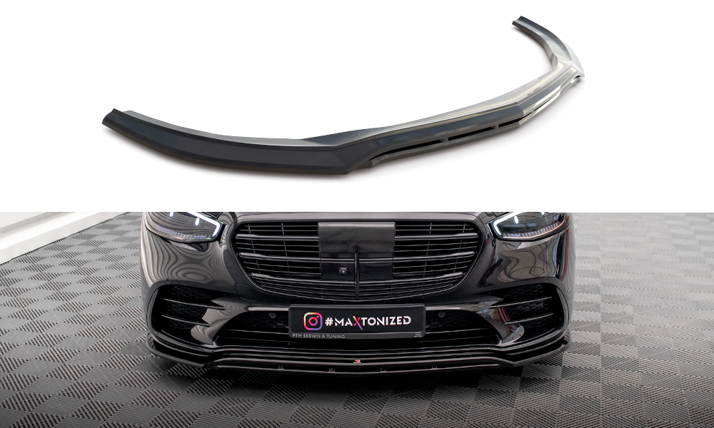 Voorspoiler passend voor Mercedes S Klasse W223 AMG Pakket Maxton Glans Zwart