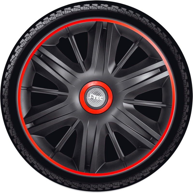 4-Delige J-Tec Wieldoppenset Maximus 13-inch zwart/rood