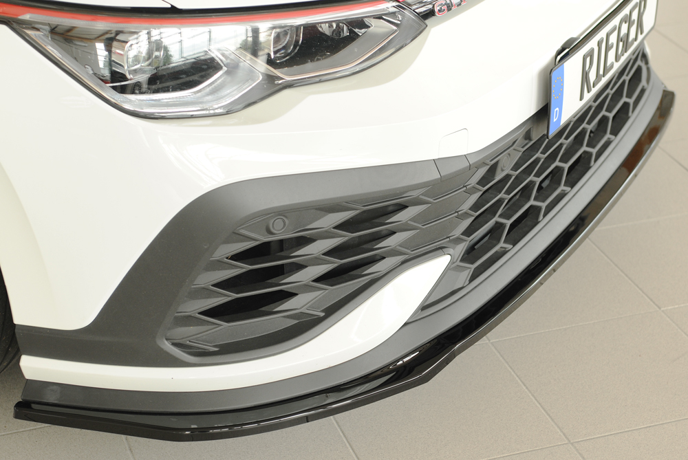 Voorspoiler passend voor Volkswagen Golf 8 GTI Clubsport Rieger Glans Zwart