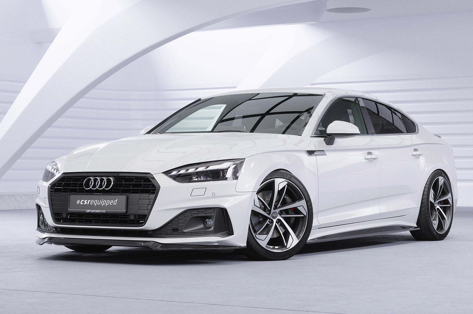Voorspoiler passend voor Audi A5 F5 Basis / Advanced Glans Zwart van CSR Automotive (Facelift 2019-)