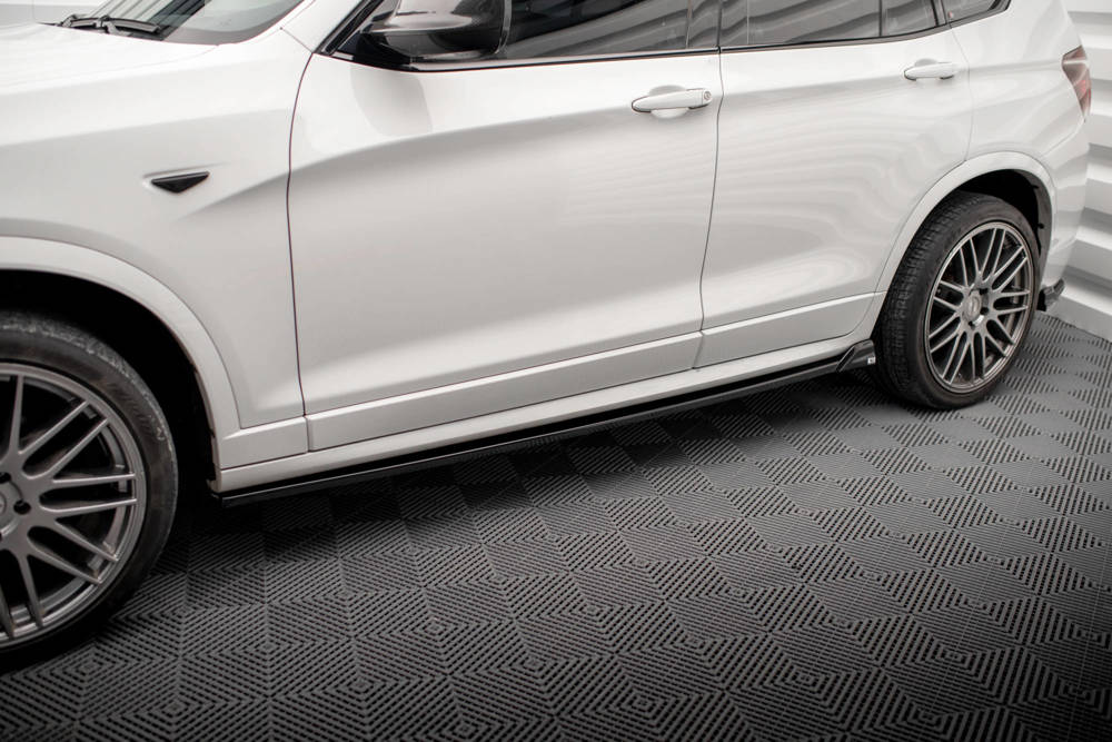 Zijskirts passend voor BMW X3 M-Pack F25 2010 - 2014 Maxton Glans Zwart