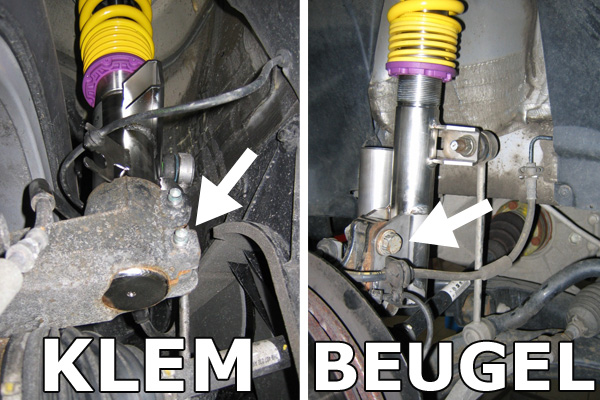 Schroefset KW V1 inox VW Transporter T6 DDC, Met klem-bevestiging op de voorpoten