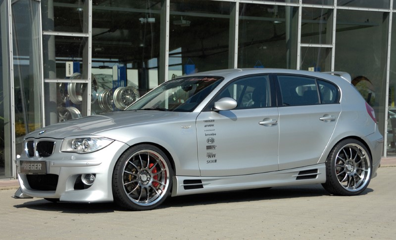 Zijskirts passend voor BMW E87 met 2 schacht en 2 uitsnedes Rieger