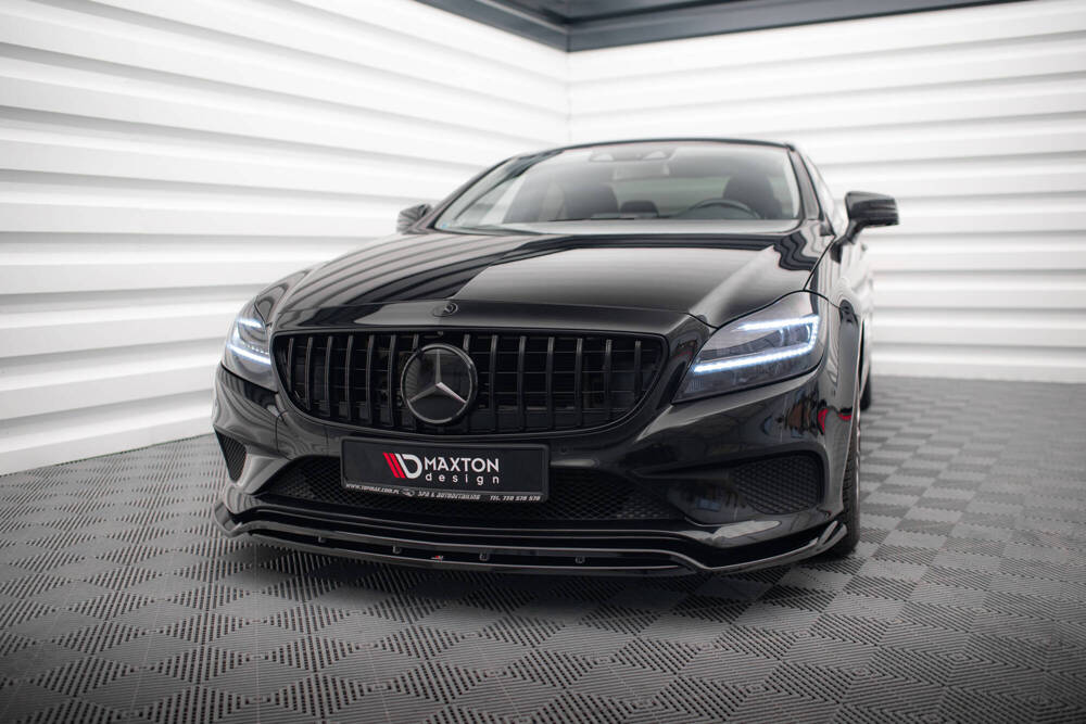 Voorspoiler passend voor Mercedes CLS C218 Maxton Glans Zwart