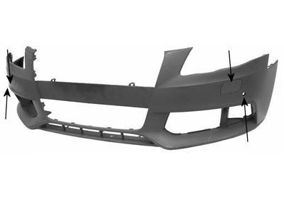voorbumper, in primer, voor koplampsproeiers, PDC Audi A4, 2007-