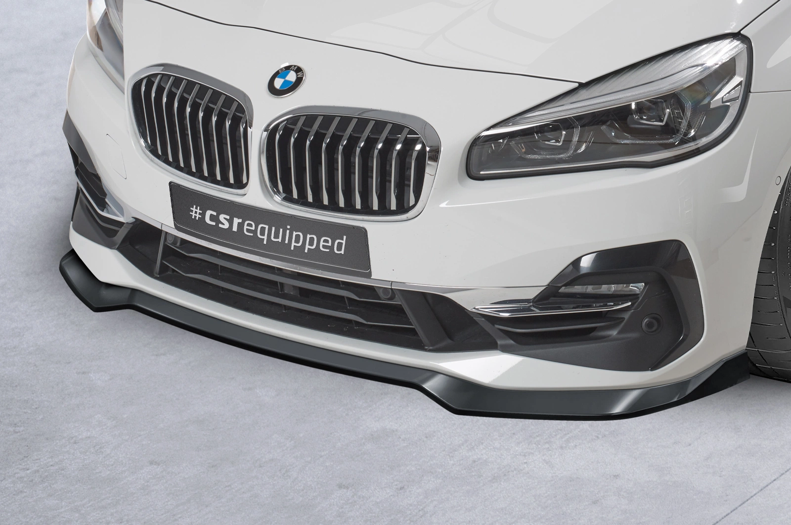 Voorspoiler passend voor BMW 2-Serie F45 Active Tourer 03/2018-2021 (LCI) Glans Zwart