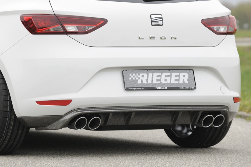 Diffuser passend voor Seat Leon F5 Rieger dubbele uitlaat links + rechts carbon-look