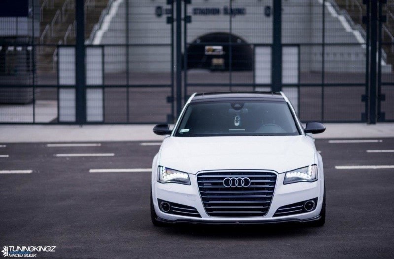 Voorspoiler passend voor Audi A8 D4 Glanzend Zwart
