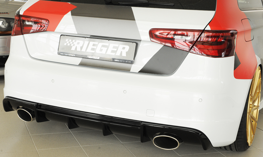 Achterbumper Diffuser passend voor Audi A3 8V 12-16 3deurs/Sportback Glossy black Rieger