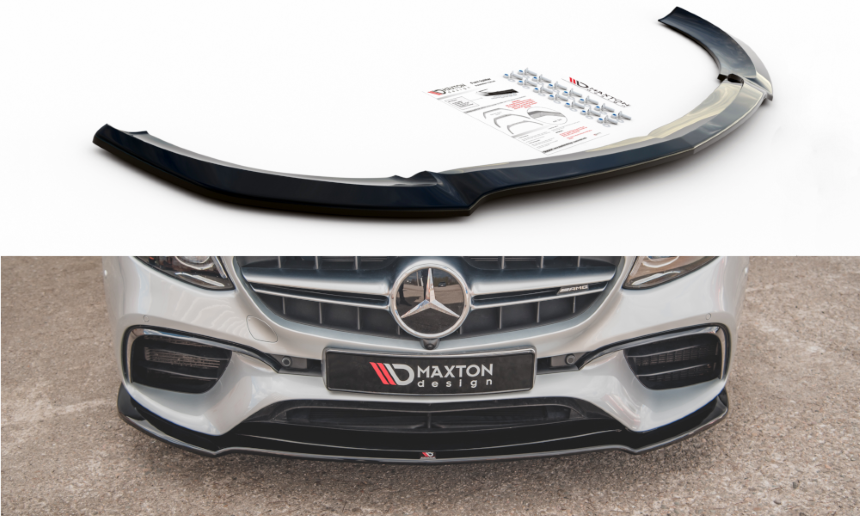 Voorspoiler passend voor Mercedes E63 AMG (Estate/Sedan) W213 Maxton Design glans zwart V.1