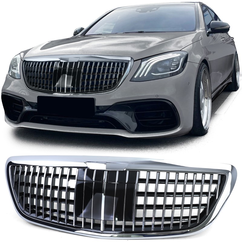Grill passend voor Mercedes W222 Vertical Design Chroom