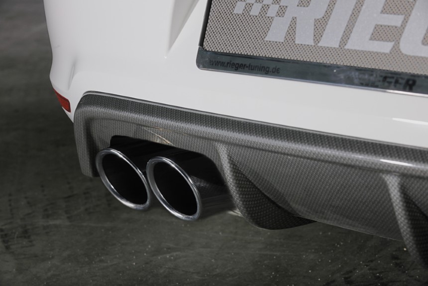 Diffuser passend voor VW Polo 6 GTI (6R) Rieger dubbele uitlaat links carbon-look