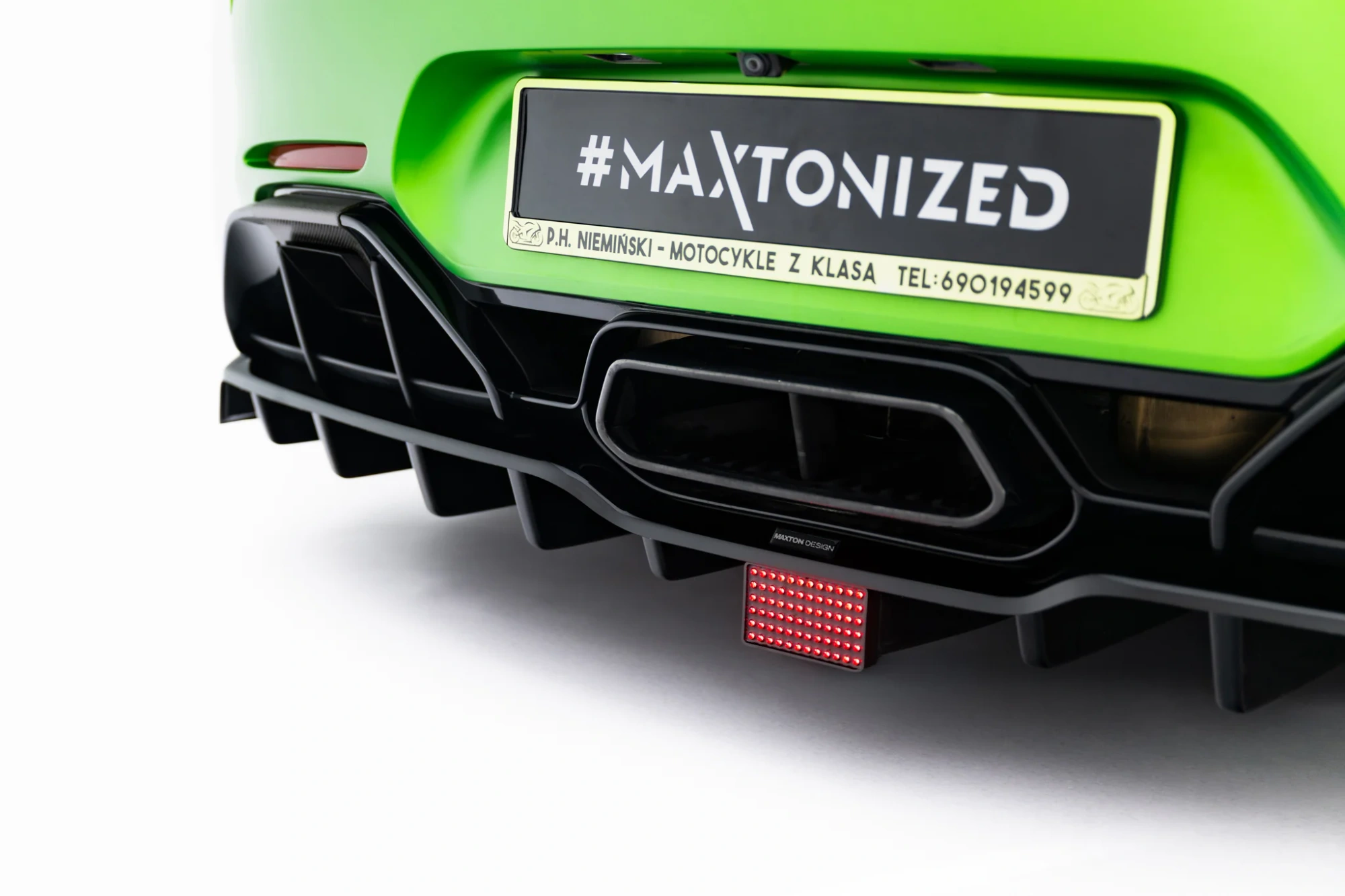 Diffuser passend voor Mercedes-AMG GT R C190 Facelift Glans Zwart + LED