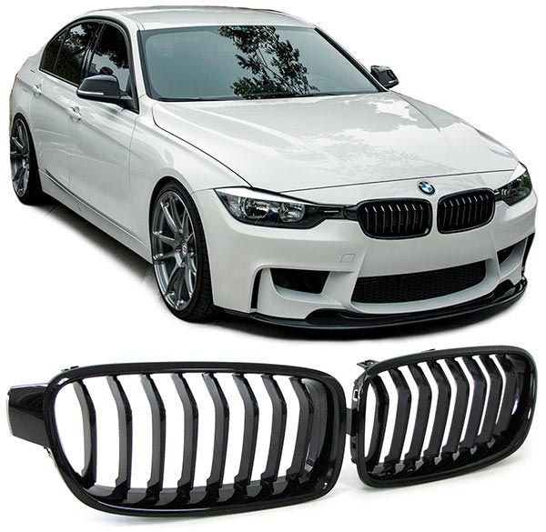 Grill Nieren passend voor BMW 3 Serie F30/F31 Zwart Glans