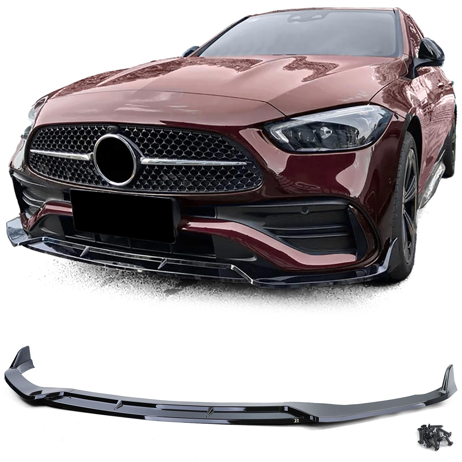 Voorspoiler passend voor Mercedes C Klasse W206 AMG Pakket Glans Zwart