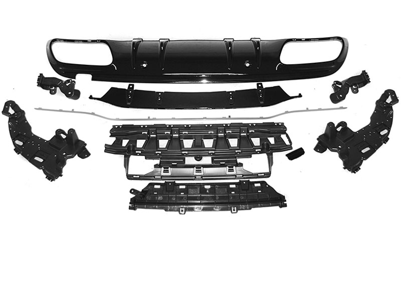 Achterbumper Diffusor Mercedes W205 C-Klasse C63 Design Zwart-Chroom