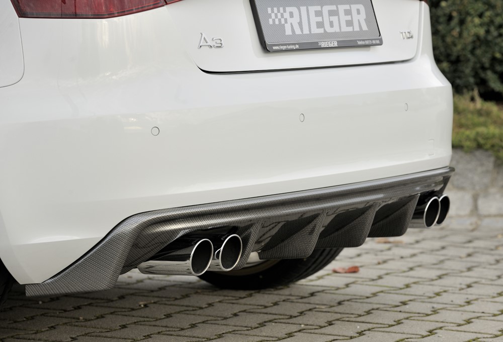 Achterbumper Diffuser passend voor Audi A3 8V 12-16 Rieger Carbon Look Duplex