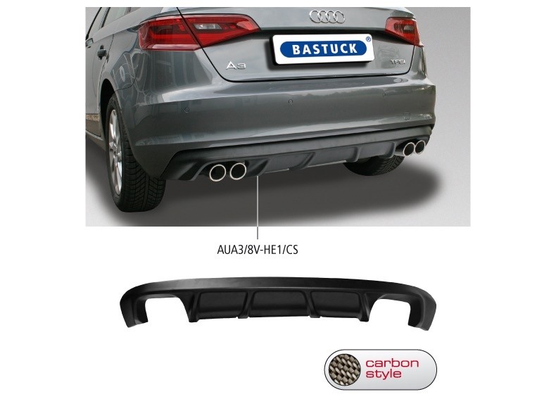 Achterbumper Diffuser inzet, Audi A3 8V Carbon stijl