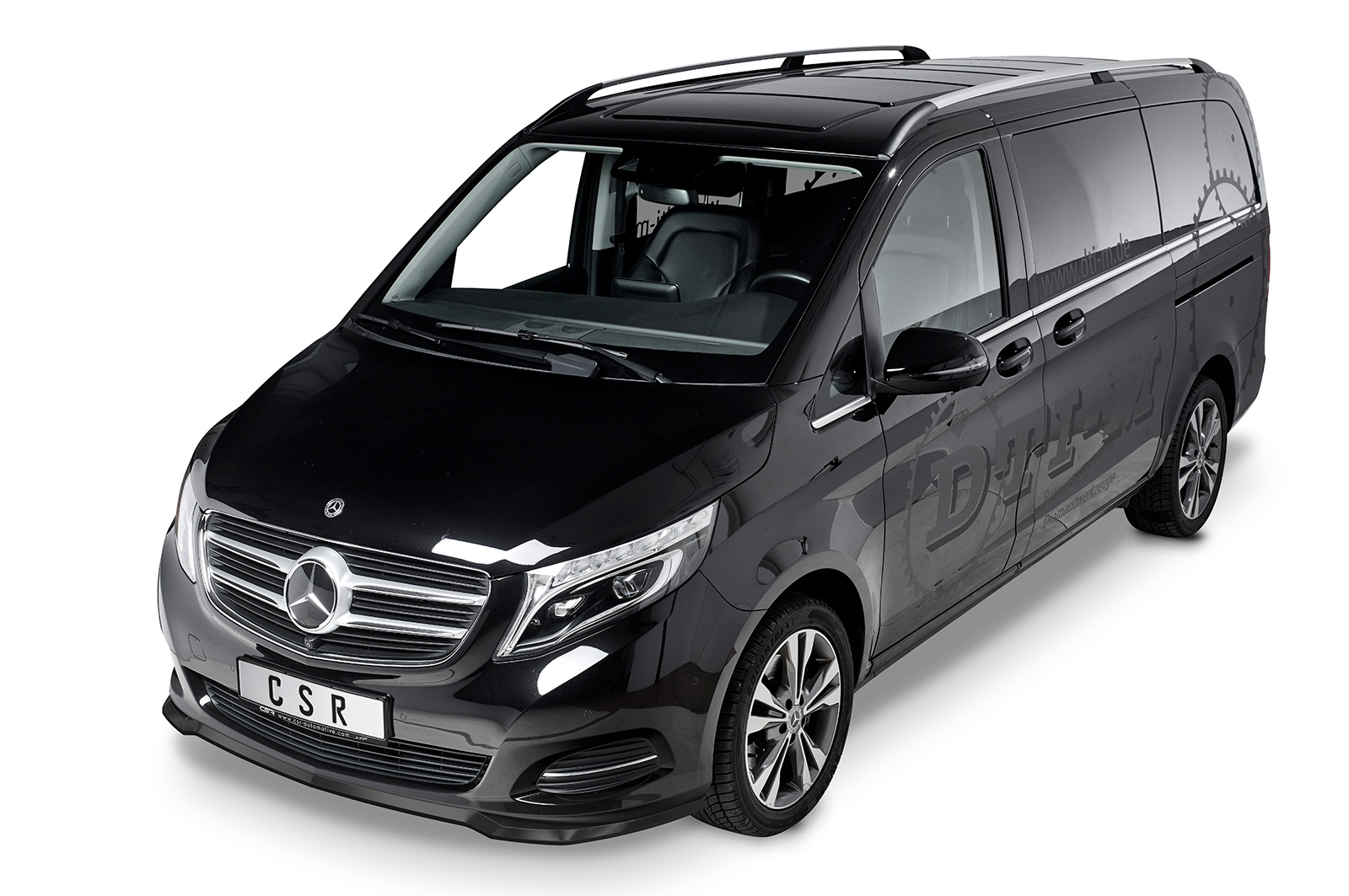 Voorspoiler passend voor Mercedes Benz V-klasse 447 CSR Glans Zwart