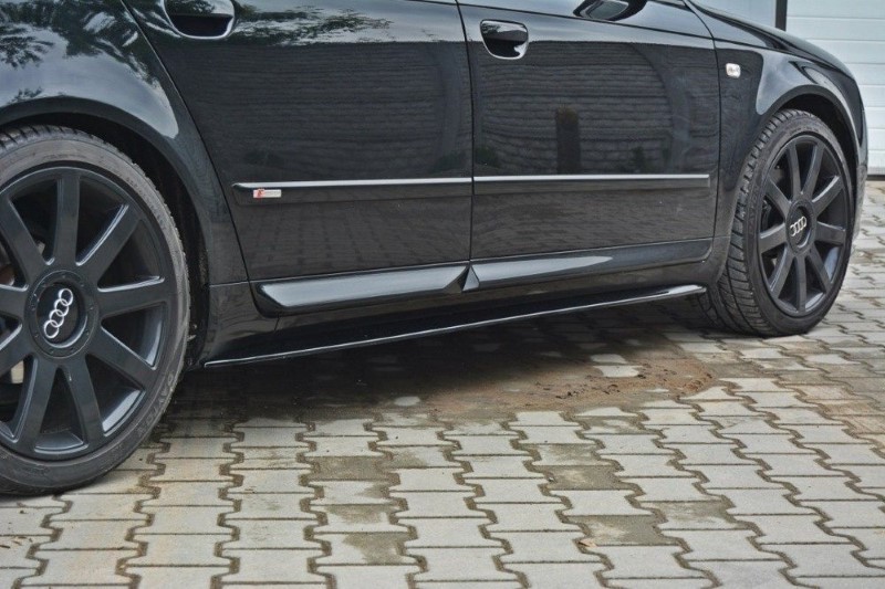 Zijskirts passend voor Audi S4 / A4 / A4 S-Line B6 / B7 Glanzend Zwart