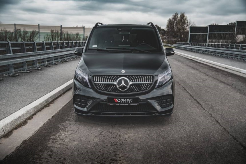Voorspoiler passend voor Mercedes V-Klasse W447 AMG-Line Maxton Design glans zwart v.1