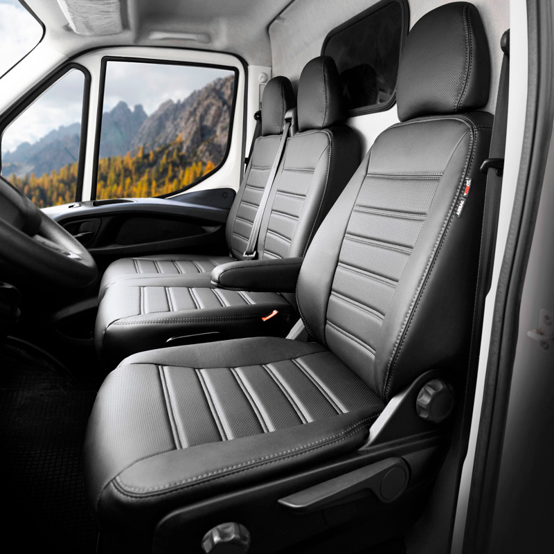 otoM New York Design Kunstleder Stoelhoezenset 2+1  Volkswagen Transporter T7 2024- (armsteunen aan bestuurdersstoel & tafeltje in rugleuning bank)