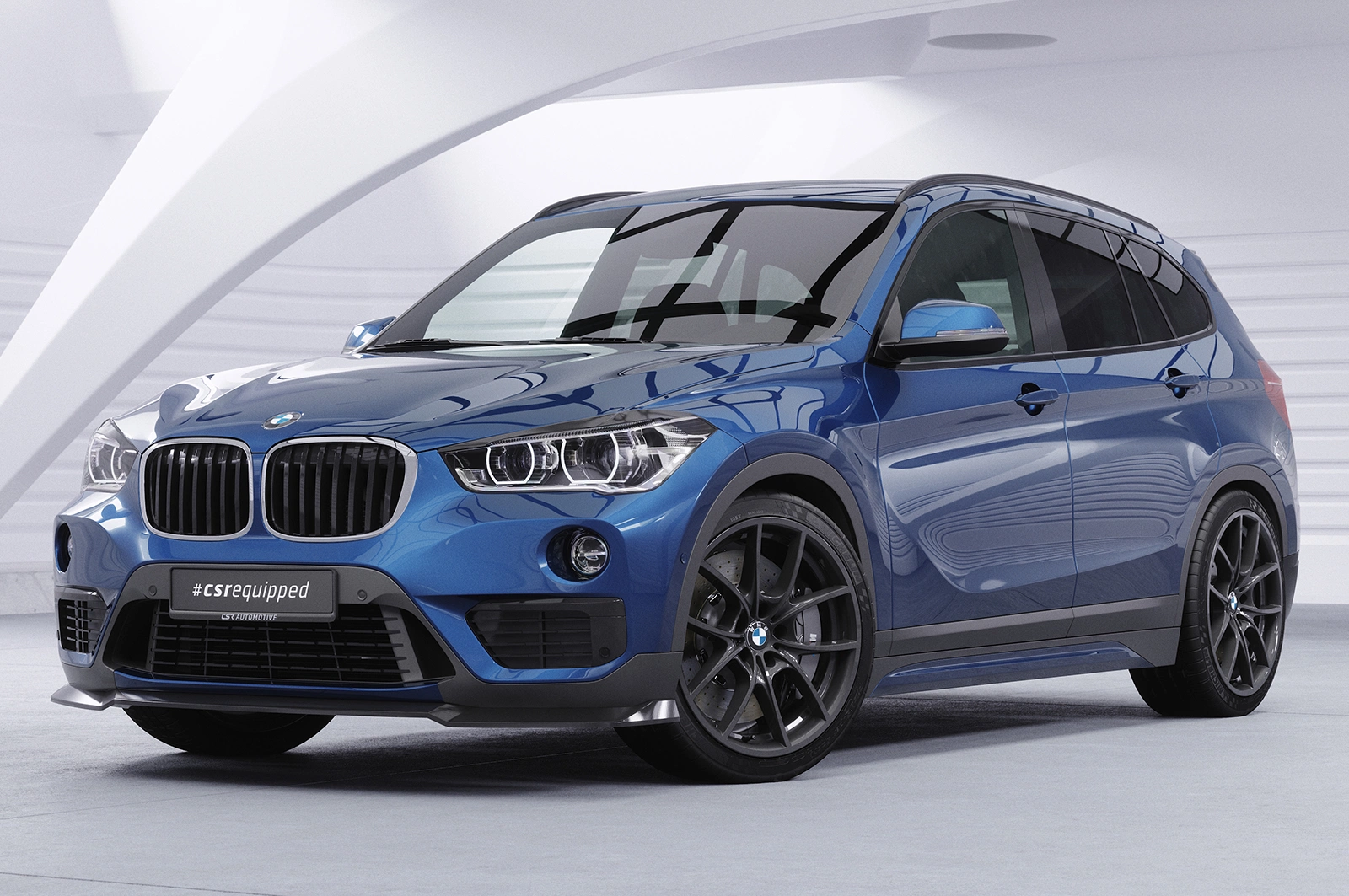 Voorspoiler passend voor BMW X1 (F48) glans zwart – CSR Automotive