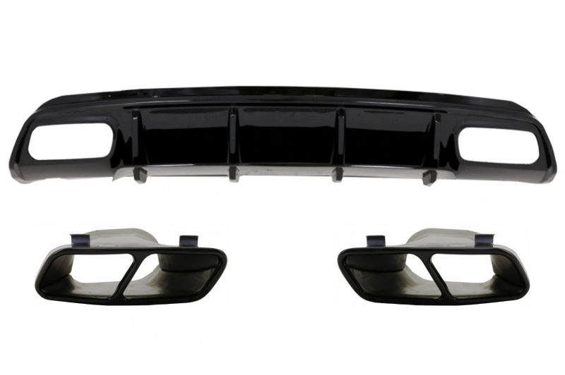 Diffuser passend voor Mercedes W176 A45 AMG look zwart