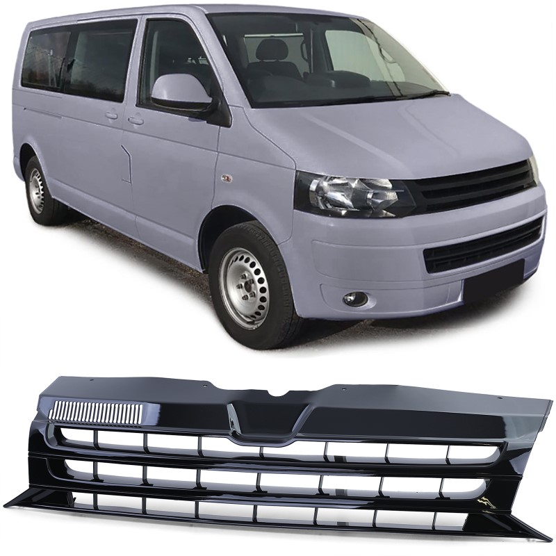 Grill passend voor VW T5 Transporter 09-15 zwart glanzend