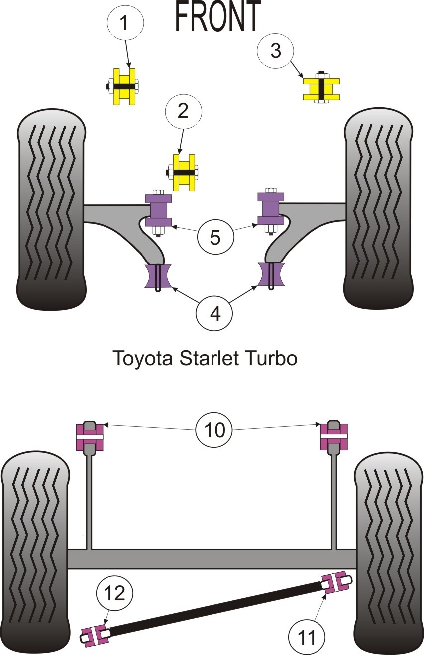 Toyota Starlet/Glanza Turbo EP82 & EP91 Front Arm Front Bush - P